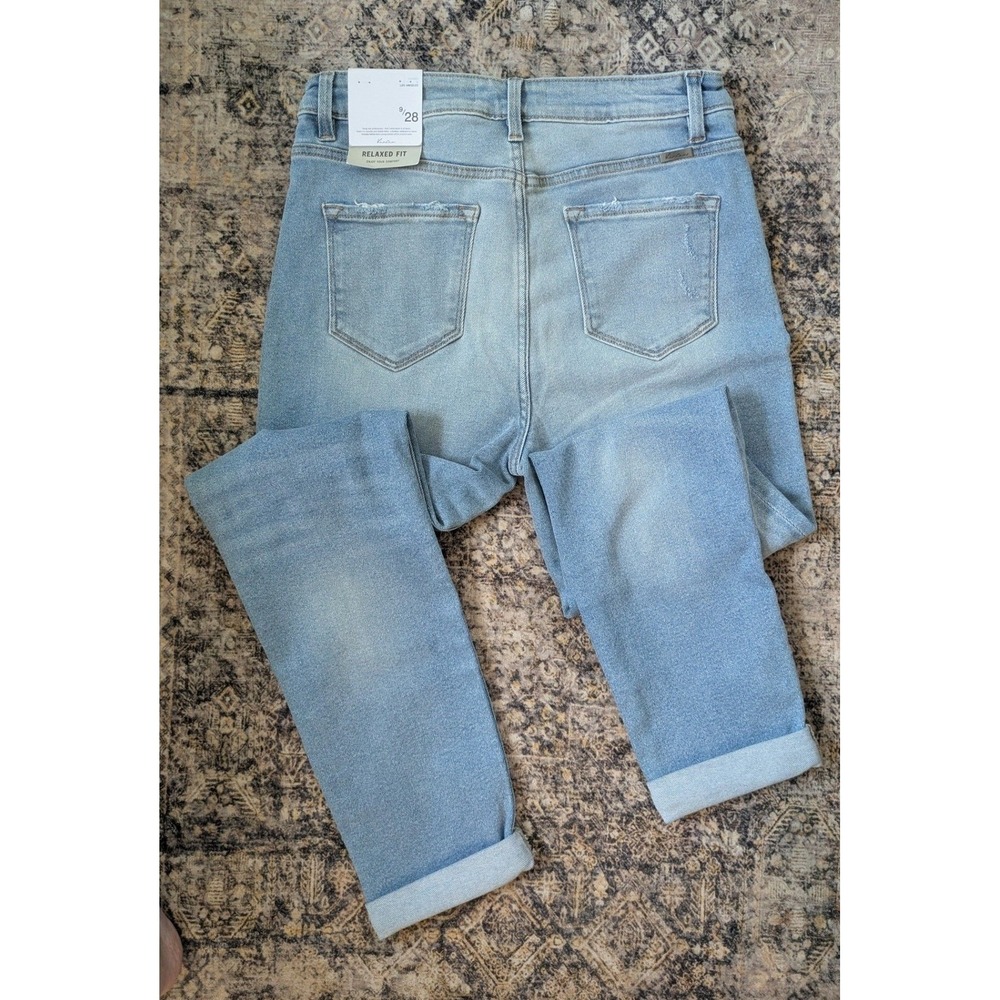 NWT Kancan Relaxed Fit Distressed Light Wash Jeans Size 9/28 Button Fly - Picture 2 of 7
